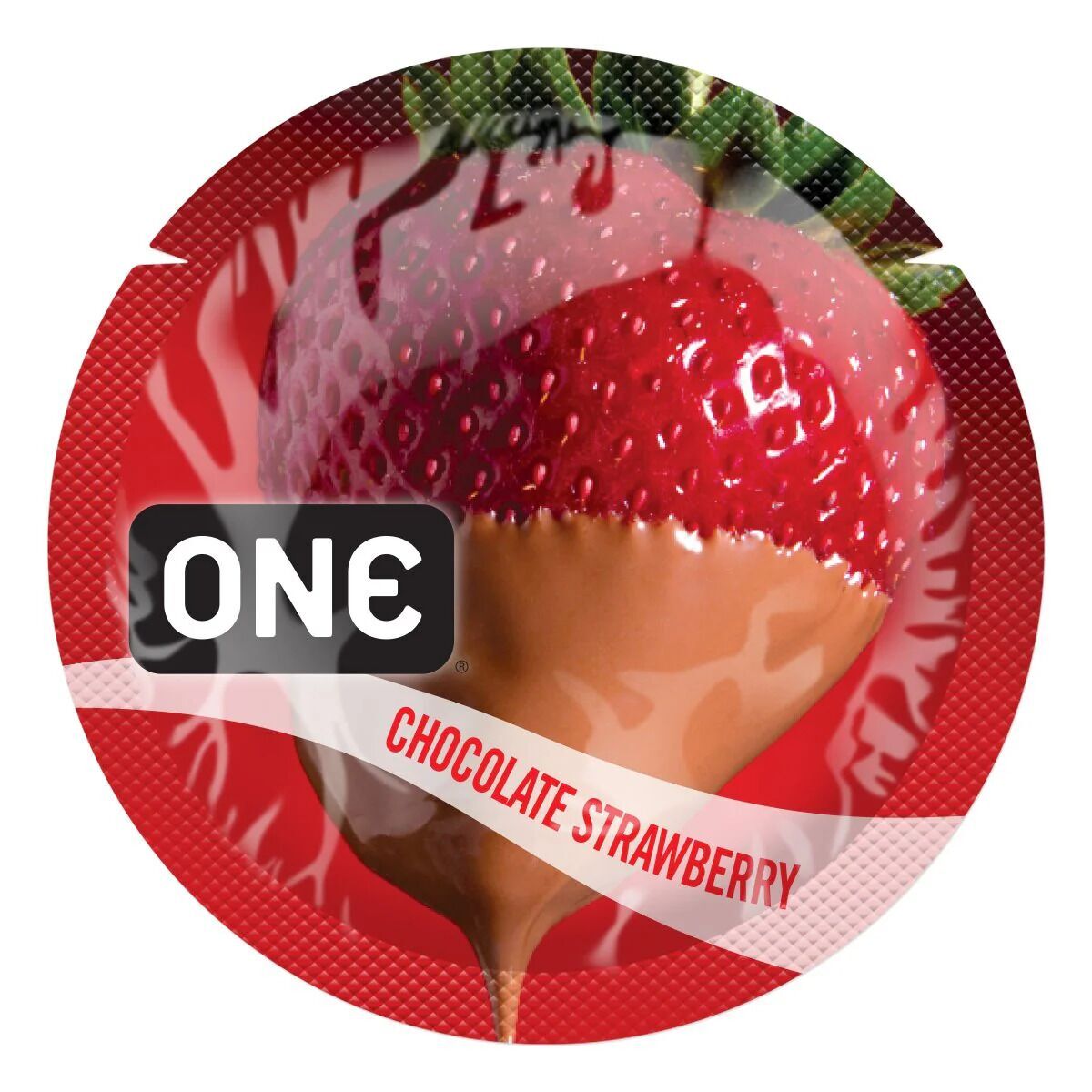 Ароматизований презерватив ONE FlavorWaves Chocolate Strawberry, 1 шт, запах полуниці та шоколаду