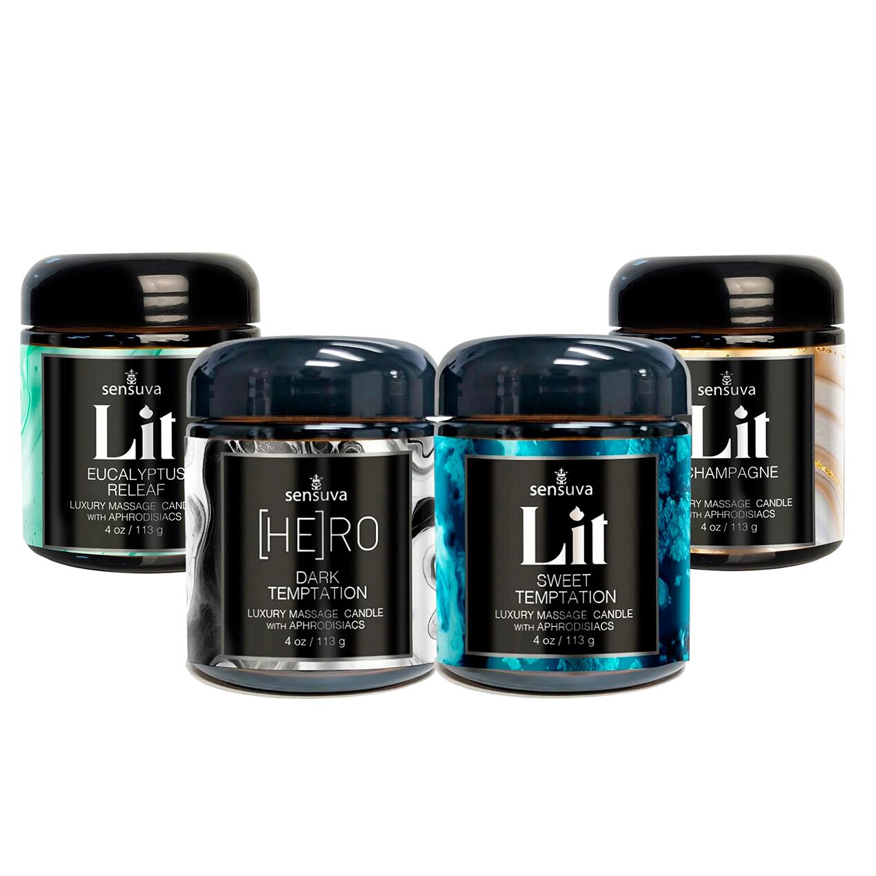 Набір масажних свічок LIT 4 piece Variety Pack Luxury Massage Candles (4 шт по 113 г)