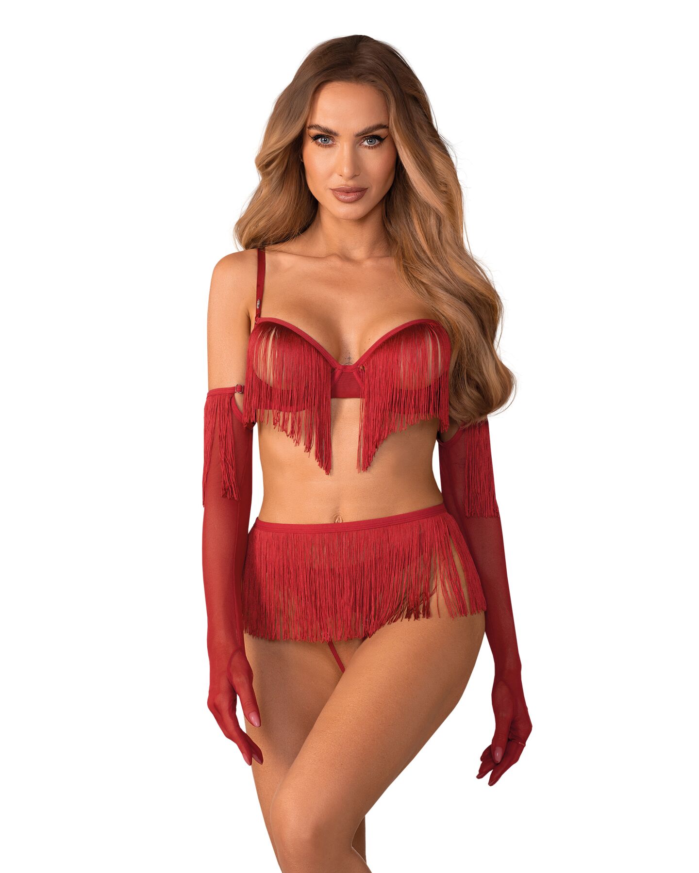 Комплект Obsessive Rossay Red 4-pcs crotchless set S/M